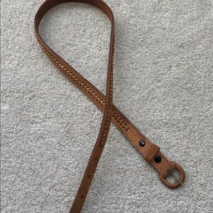 32 - Brown Leather Braided Belt